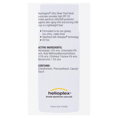 Neutrogena Ultra Sheer Face Fluid Facial Sunscreen SPF 50 40ml
