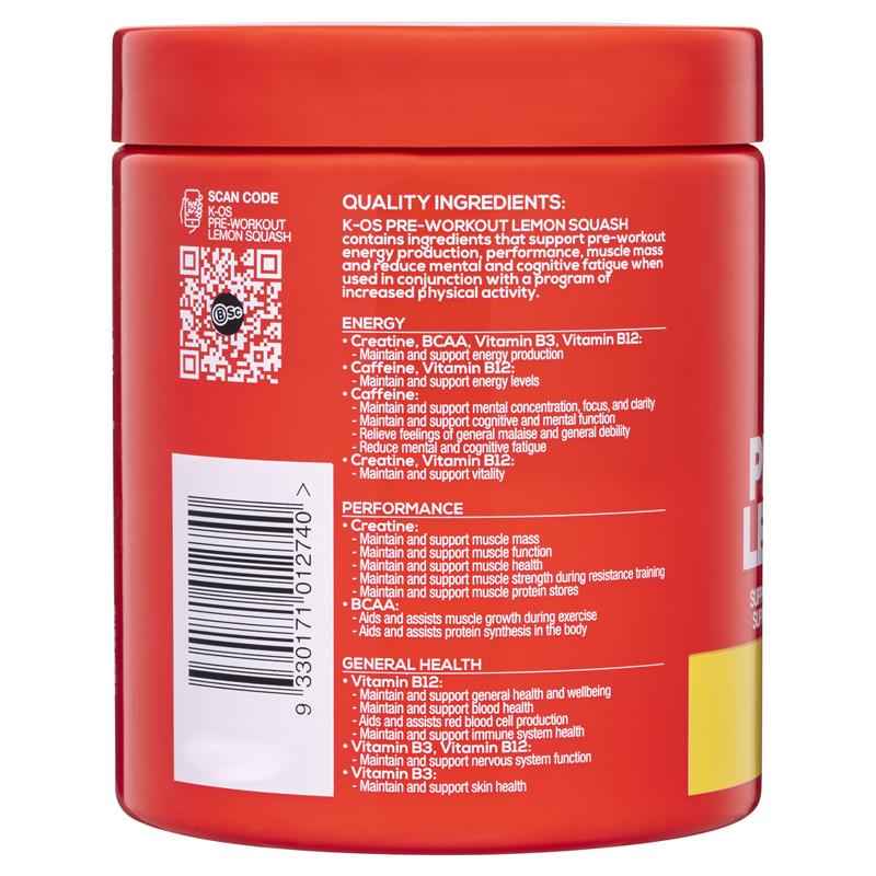 BSc K-OS Pre-Workout Lemon Squash 300g