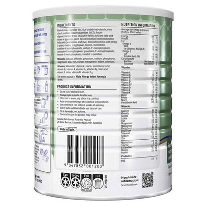 Alula Gold Allergy Rice Infant Formula 0-12 Months 800g