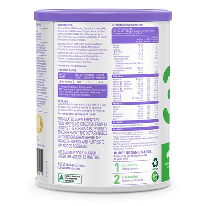 Bubs Organic Grass Fed Stage 3 Toddler Milk 800g