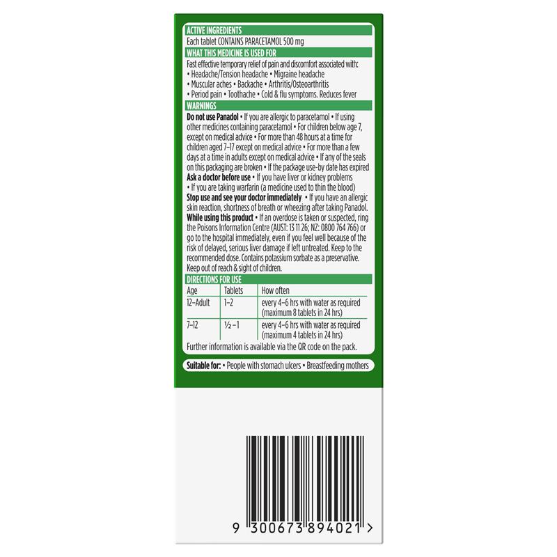 Panadol Paracetamol Pain Relief 16 Tablets