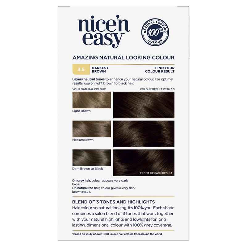 Clairol Nice N Easy 3.5 Darkest Brown Permanent Hair Colour