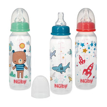 Nuby Printed Non Drip Feeding Bottles 240ml 0+ Months 3 Pack