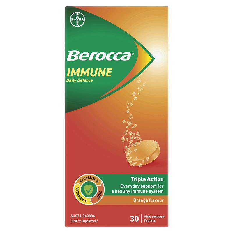 Berocca Immune Daily Defence Orange 30 Effervescent Tablets - GimmeNow