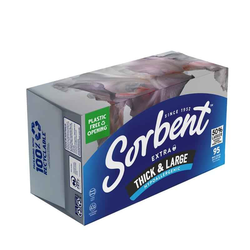 Sorbent Facial Tissues Think & Large Hypo Allergenic 95 Pack