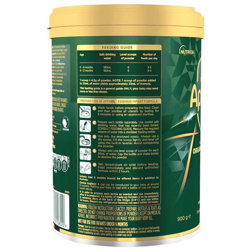 Aptamil Essensis Organic A2 Protein Milk 2 Premium Follow-On Formula From 6-12 Months 900g