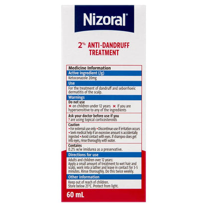 Nizoral 2% Anti-Dandruff Treatment Shampoo 60mL - Ketoconazole