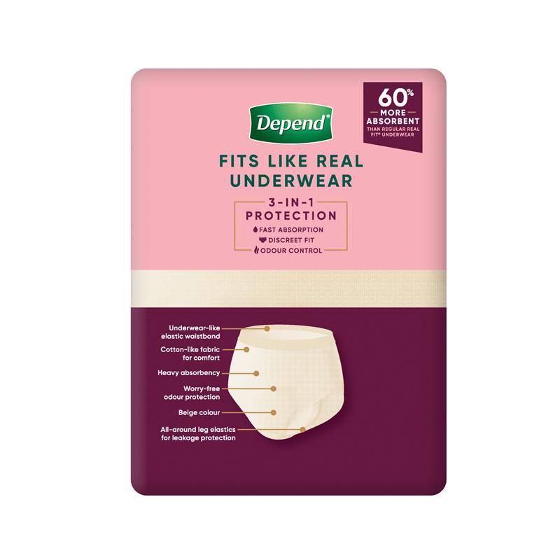 Depend Women Real Fit Underwear Super Extra Large 8 Pack
