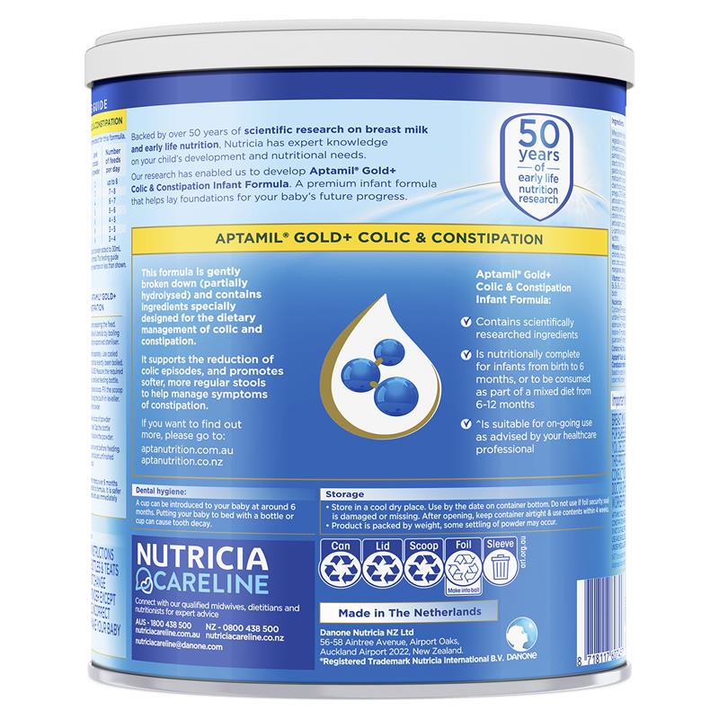 Aptamil Gold+ Colic & Constipation Baby Infant Formula From Birth to 12 Months 900g