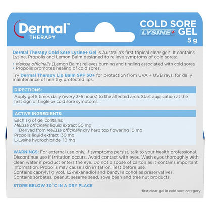 Dermal Therapy Cold Sore Lysine+ Gel 5g