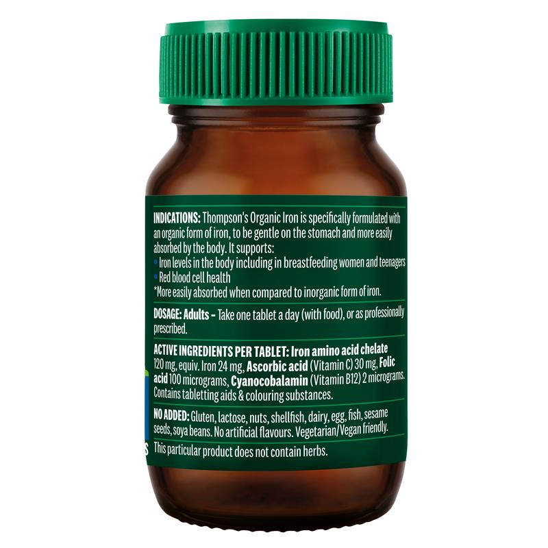 Thompson's Organic Iron 24mg 30 Tablets