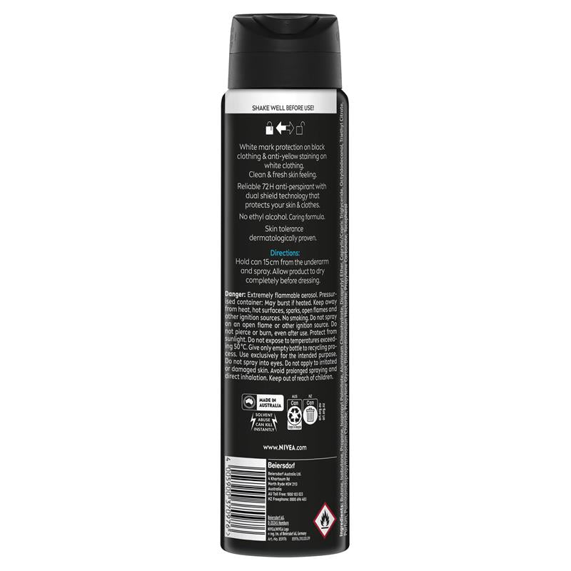 NIVEA MEN Black & White Fresh Aerosol Deodorant 72H Protection 250ml