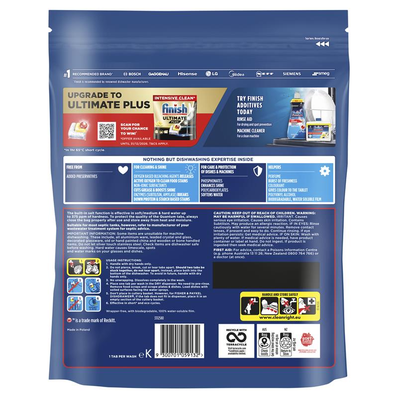 Finish Quantum Dishwashing Tablets Lemon 50 Pack