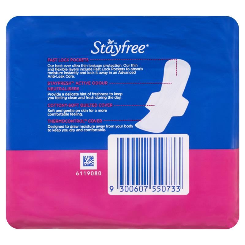 Stayfree Ultra Thin Super Sanitary Pads With Wings 12 Pack