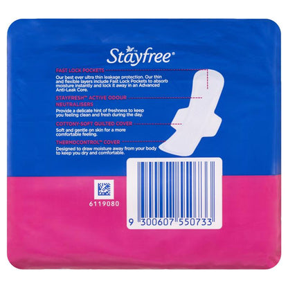 Stayfree Ultra Thin Super Sanitary Pads With Wings 12 Pack