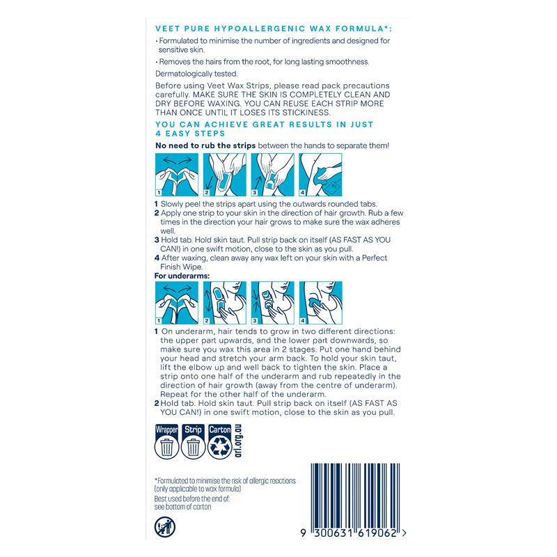 Veet Pure Cold Wax Strips Leg 20 Pack