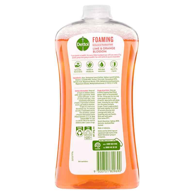 Dettol Antibacterial Foaming Hand Wash Lime & Orange Blossom Refill 900ml