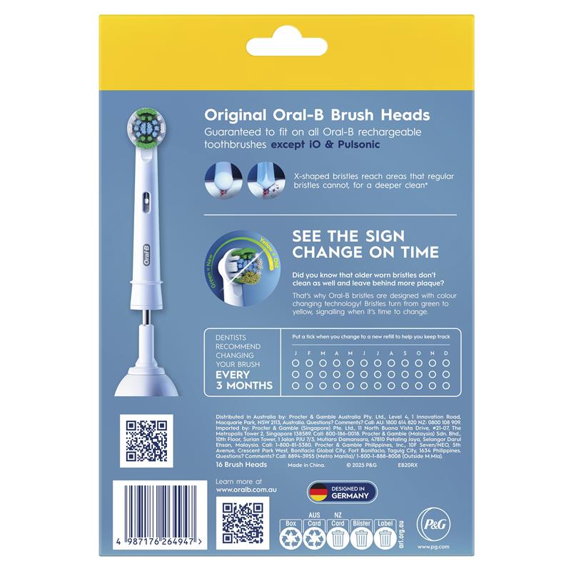 Oral B Power Toothbrush Everyday Clean Refills 16 Pack