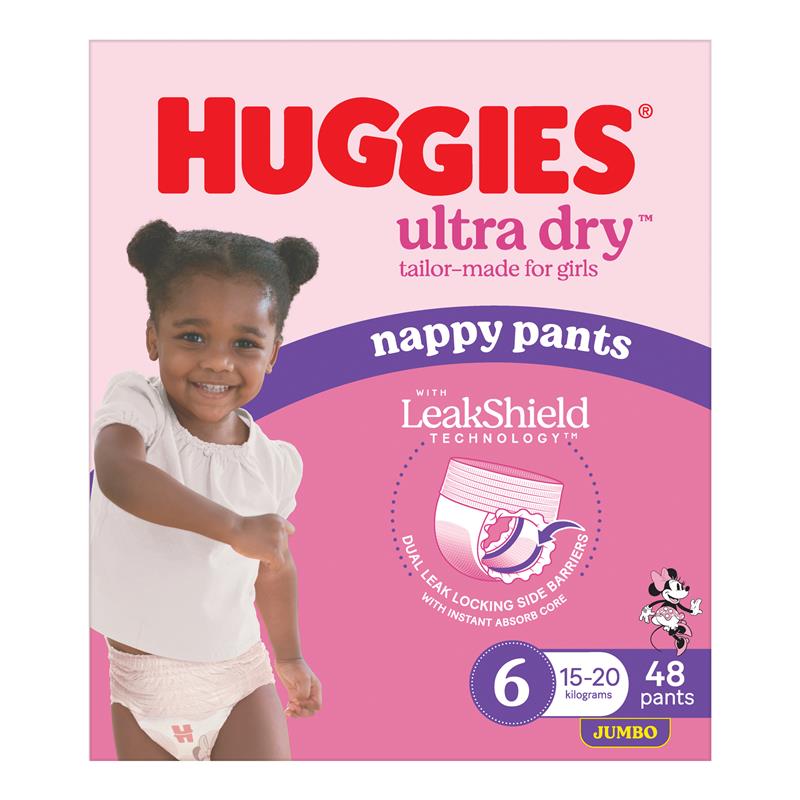 Huggies Ultra Dry Nappy Pants Girls Size 6 (15-20kg) 48 Pack