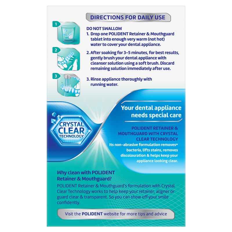 Polident Retainer and Mouthguard Cleanser 36 Tablets