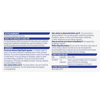 Voltaren Rapid 12.5mg Pain Relief Liquid Capsules 20