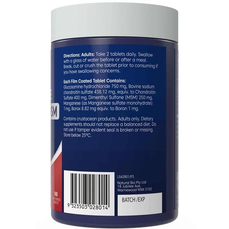 Bioglan Glucosamine Chondroitin + MSM 180 Tablets