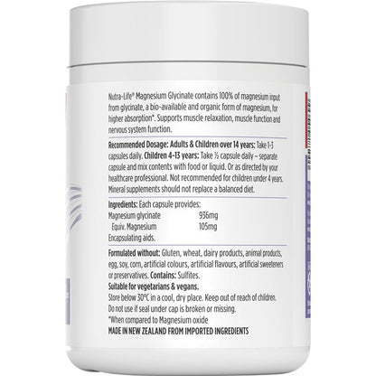 Nutra-Life Magnesium Glycinate 300 Capsules Exclusive Size