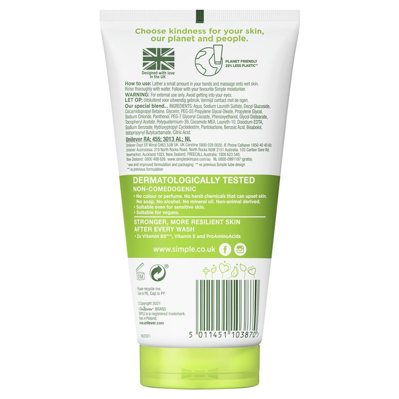 Simple Kind To Skin Facial Wash Moisturising 150ml - GimmeNow