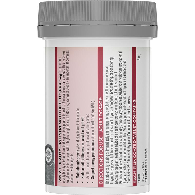 Swisse Beauty High Strength Biotin 5000mcg 100 Tablets