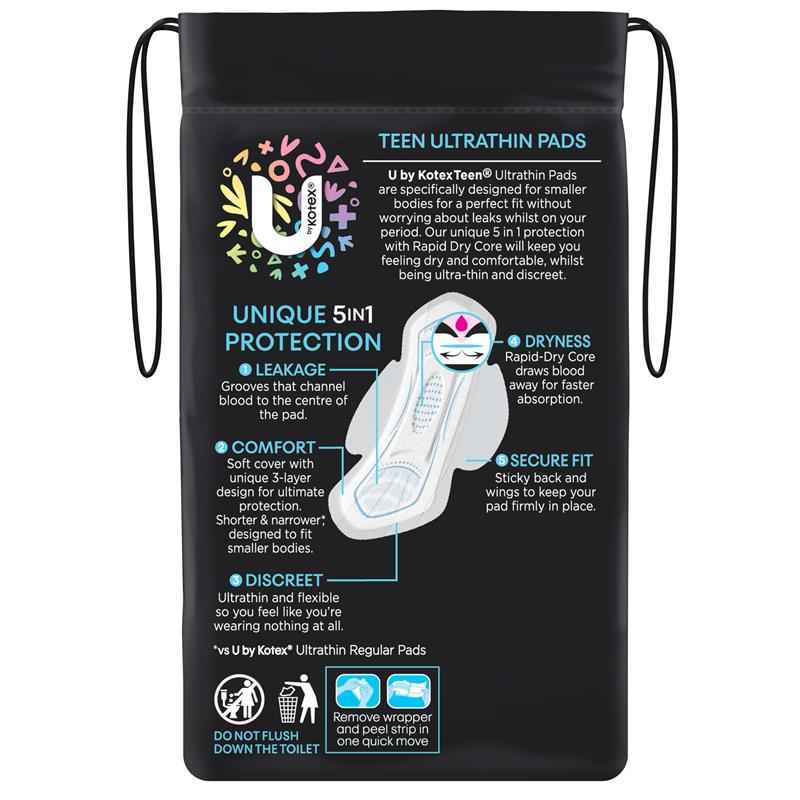 U by Kotex Ultra Thin Teen Regular Wing Pad 14 Pack