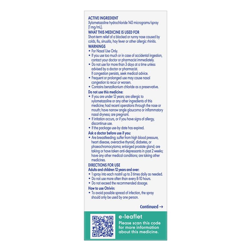 Otrivin Adult Nasal Spray Menthol 10ml