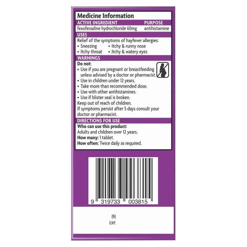 Telfast 60mg 20 Tablets