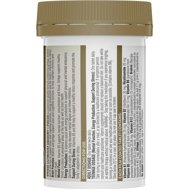 Swisse Ultiboost Memory + Focus 50 Tablets