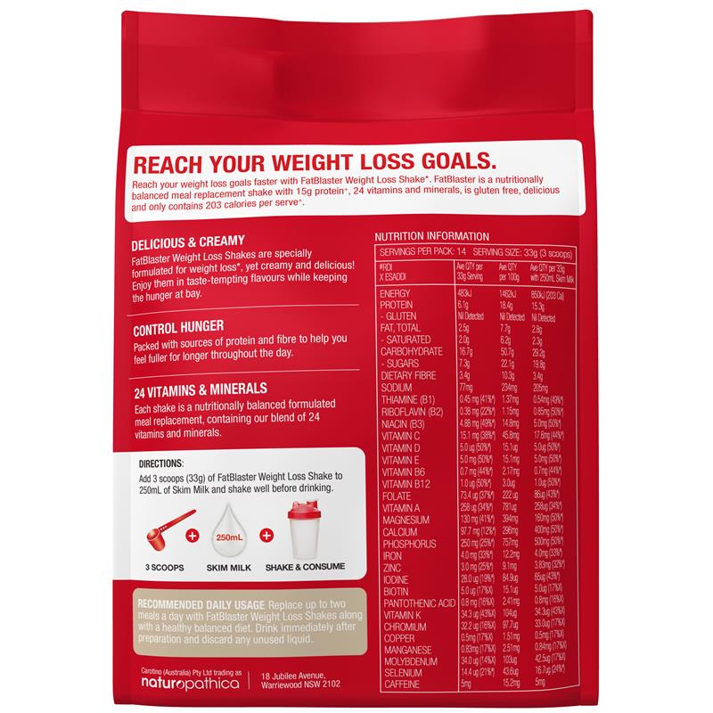 Naturopathica Fatblaster Weight Loss Shake Red Pouch Mocha 465g