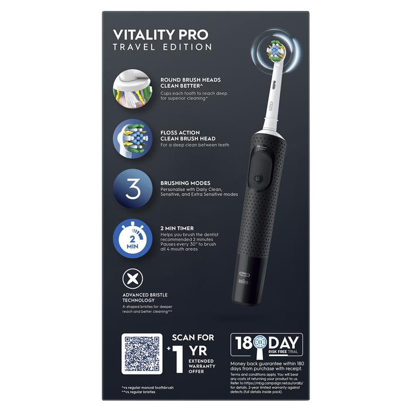 Oral-B Electric Toothbrush Vitality Pro Deep Clean with Travel Case - Black