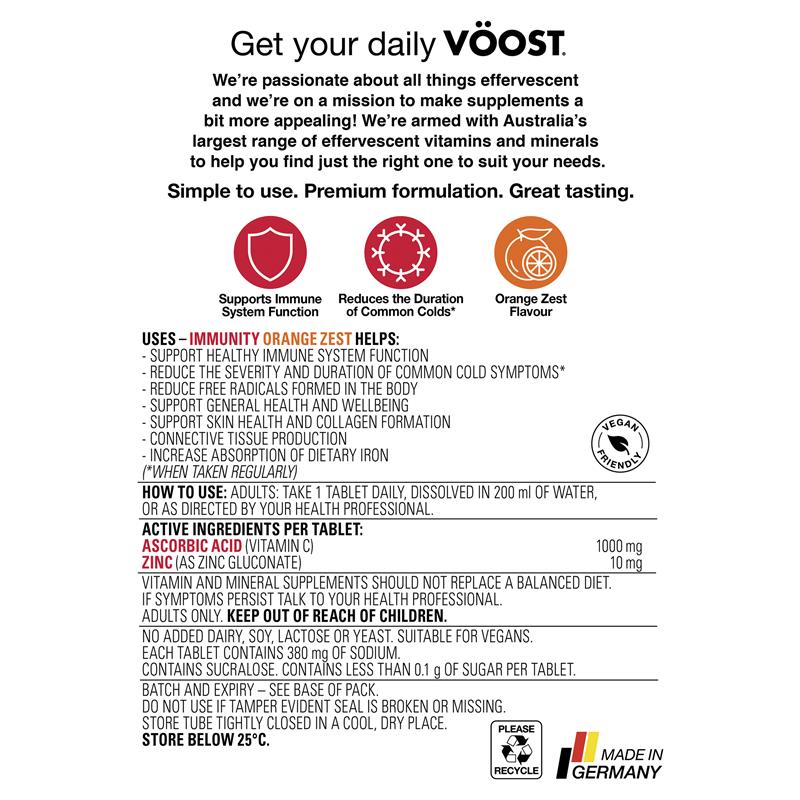Voost Immunity Orange Zest Effervescent Tablets 60 Pack Exclusive Size