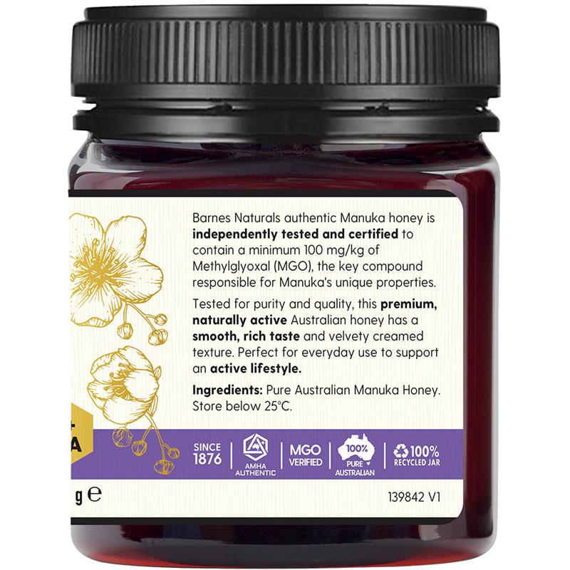 Barnes Naturals Australian Manuka Honey 250g MGO 100+