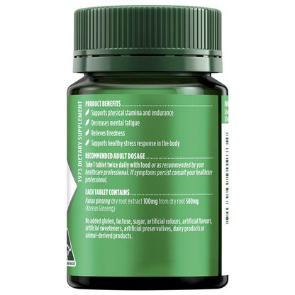 Nature's Own Korean Ginseng 500mg 60 Tablets - GimmeNow