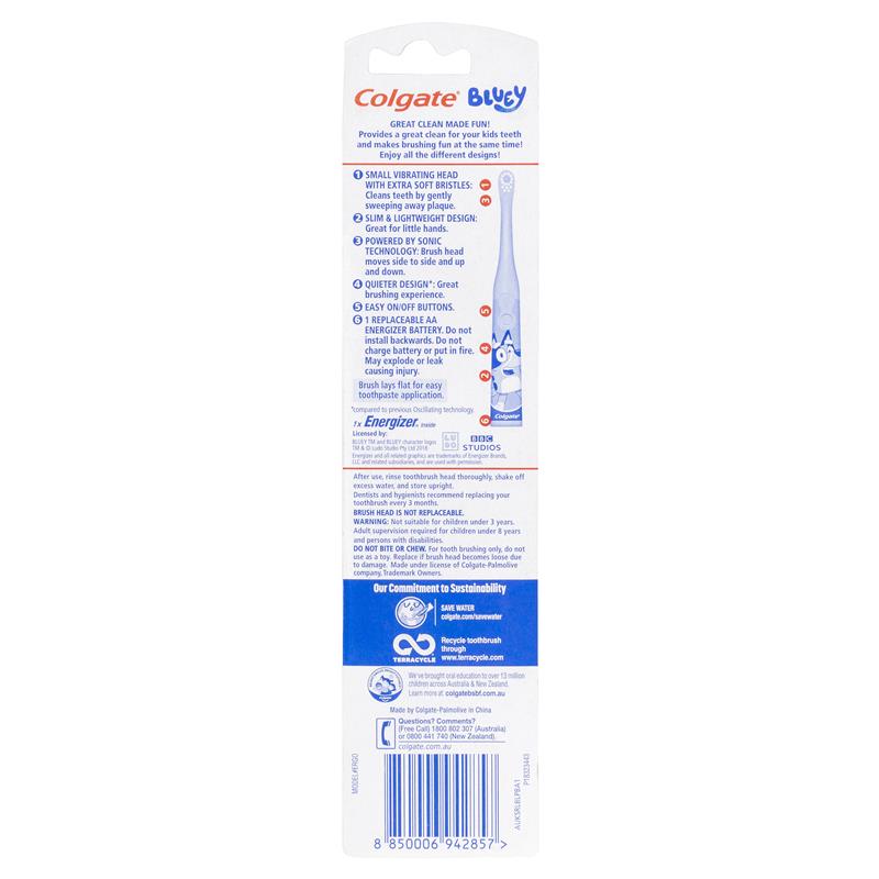 Colgate Toothbrush Battery Kids Sonic Bluey