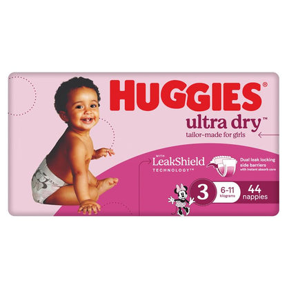 Huggies Ultra Dry Nappies Girls Size 3 (6-11kg) 44 Pack