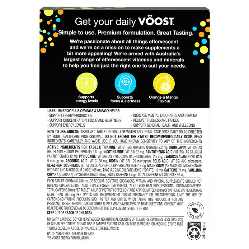 Voost Energy Plus Orange & Mango Effervescent 60 Pack Exclusive Size