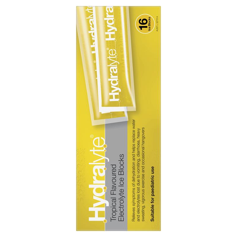 Hydralyte Electrolyte Ice Blocks Tropical 16