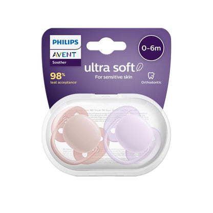 Avent Ultra Soft Soother Neutral 0 - 6 Months 2 Pack