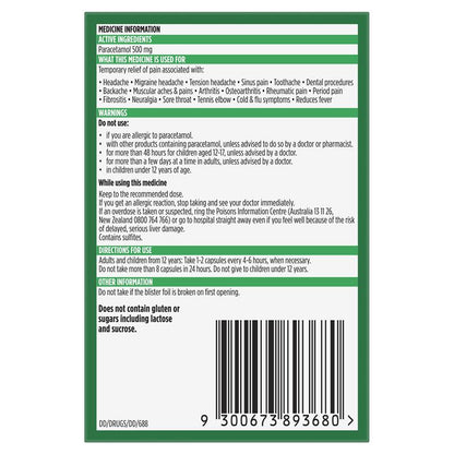 Panadol Liquid Capsules Paracetamol Pain Relief 16 Capsules