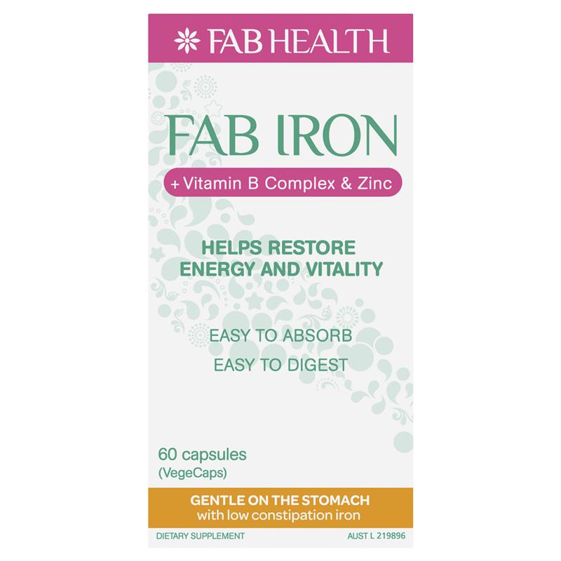 Fab Iron + Vitamin B Complex and Zinc 60 Capsules