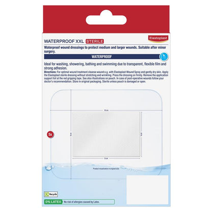 Elastoplast Waterproof Dressing XXL 8cm x 10cm 5 Pack