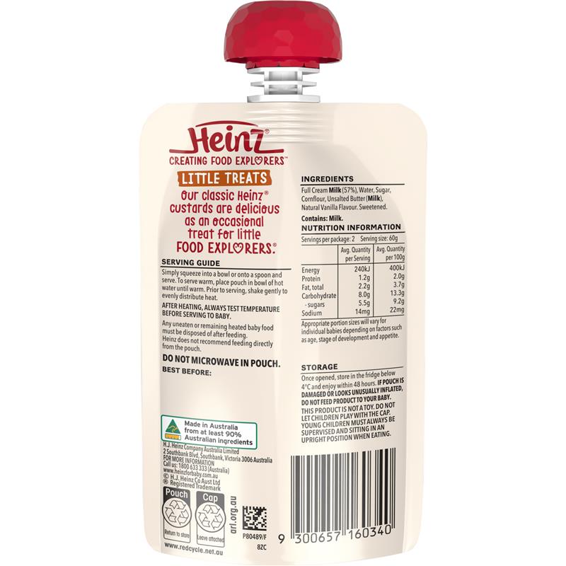 Heinz Vanilla Custard 120g Pouch 120g 6m+