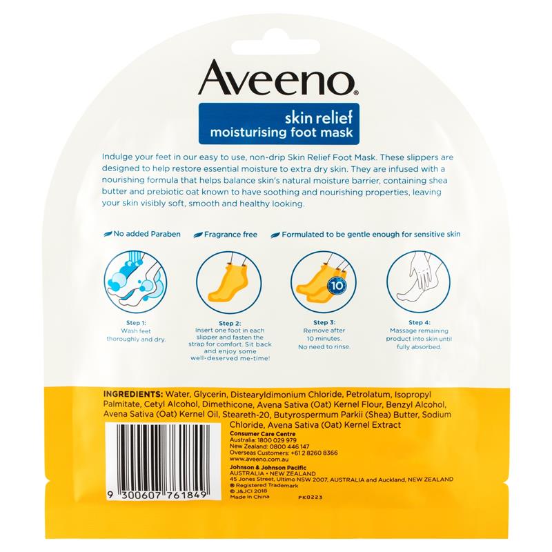 Aveeno Skin Relief Fragrance Free Moisturising Foot Mask 1 Pair
