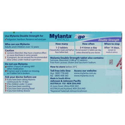 Mylanta 2Go Antacid Double Strength Tablets Lemon Mint 24 Pack