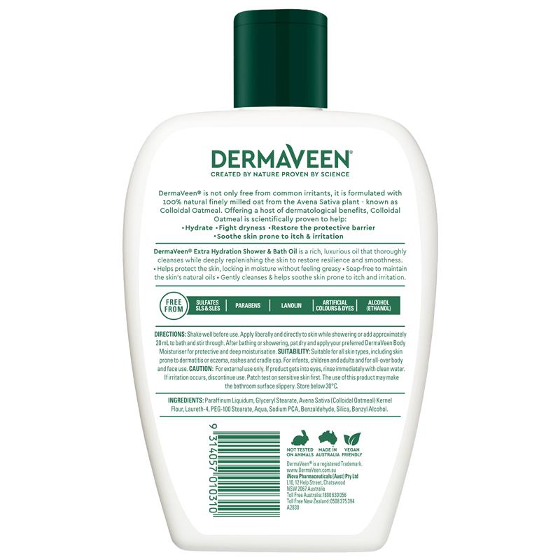 DermaVeen Extra Hydration Shower & Bath Oil for Extra Dry, Itchy & Sensitive Skin 1L - GimmeNow